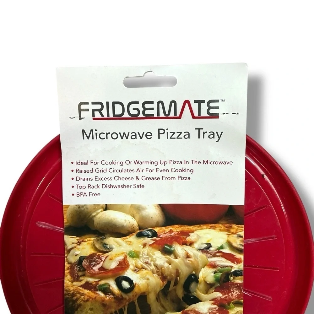 Fridgemate Pizza Reheating Microwave Trays 2 Piece Set Round Red New Merchandise